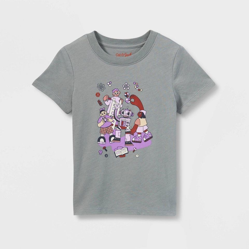 Toddler Boys' Science Robot Short Sleeve Graphic T-Shirt - Cat & Jack Gray