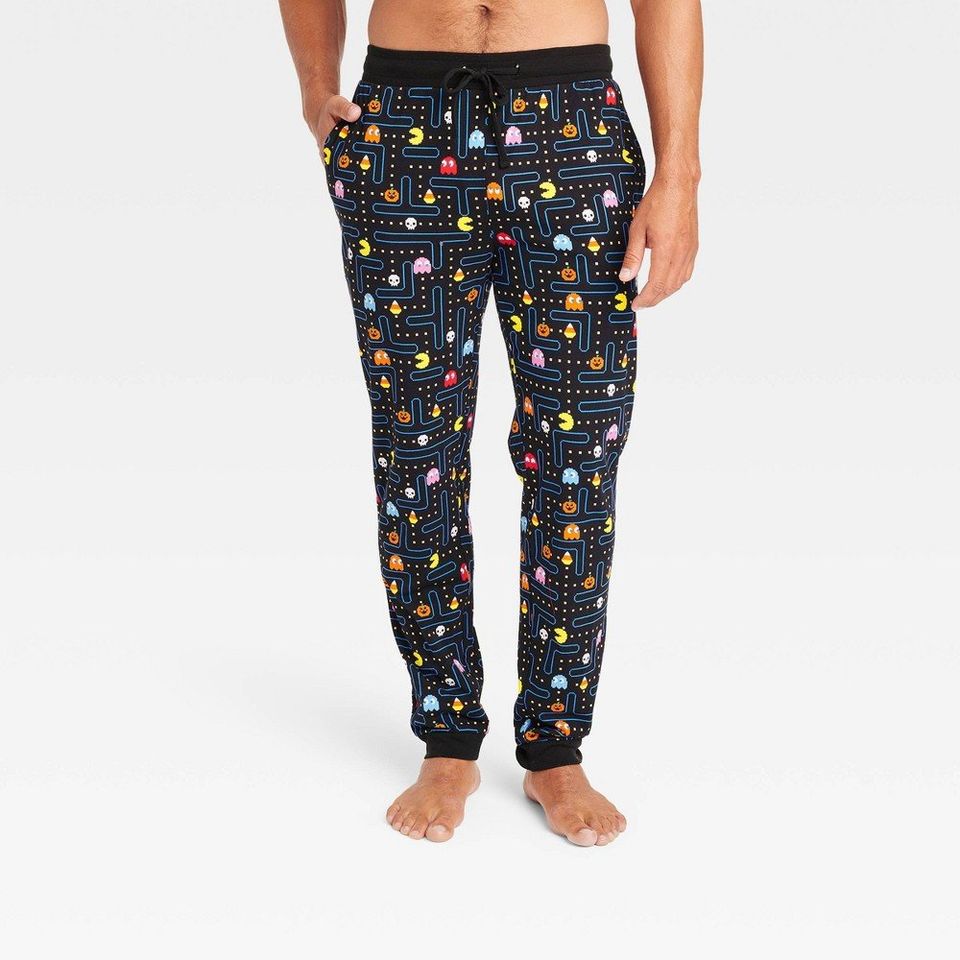 Men's Pac-Man Halloween Jogger Pajama Pants - Black S