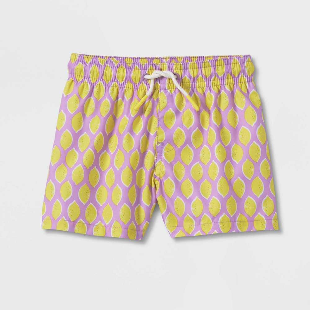 Baby Boys' Fruit Print Swim Shorts - Cat & Jack - Lemon Yellow - 3-6M