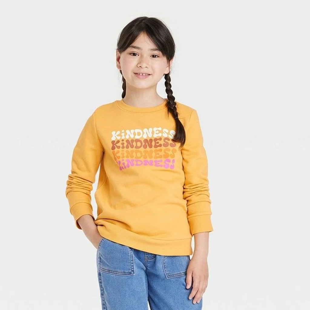 Girls' Crewneck Fleece Pullover Sweatshirt - Cat & Jack Medium Mustard Yellow XXL