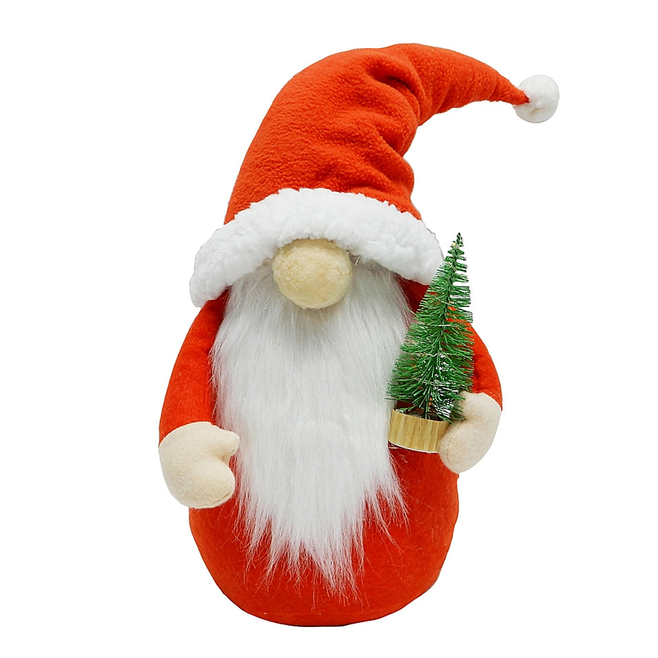 H for Happy LED Santa Gnome Christmas Plush Figurine in Red