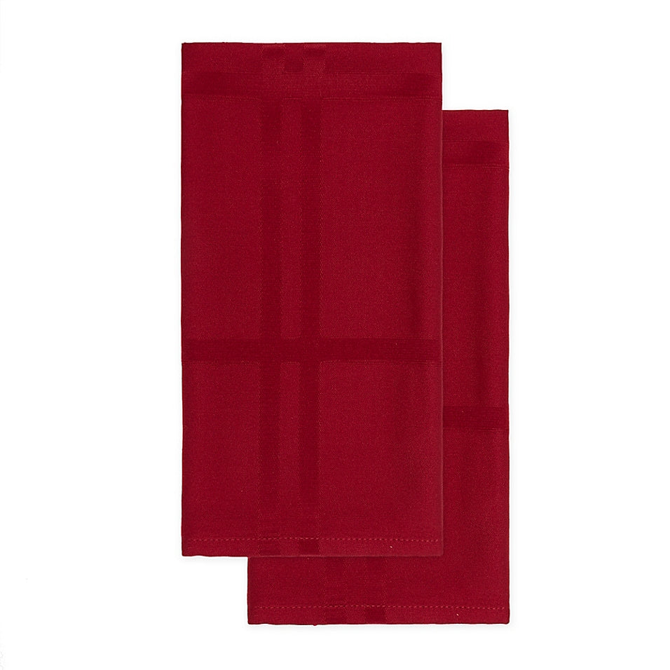 Simply Essential Solid Windowpane Napkins in Red (Set of 2) (Retail Price $10)