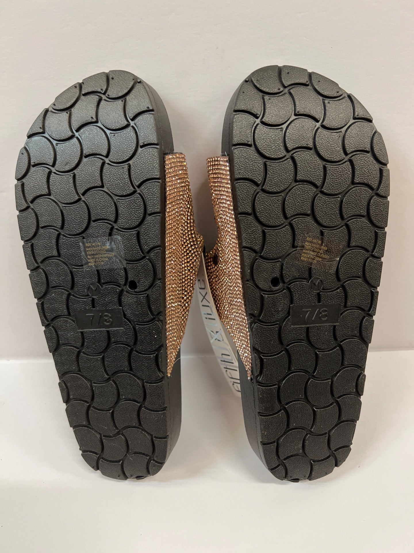 Fifth & Luxe Rose Gold Rinestone 2 Strap Sandals - Size 7/8 (Retail Price $28)