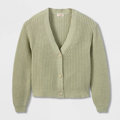 Girls' Button-Front Cardigan - Cat & Jack Sage Xs, Green