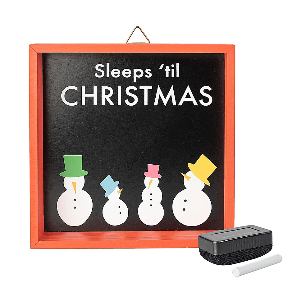 H for Happy 9.1-Inch Sleeps Til Christmas Countdown Chalkboard Sign in Black/Red