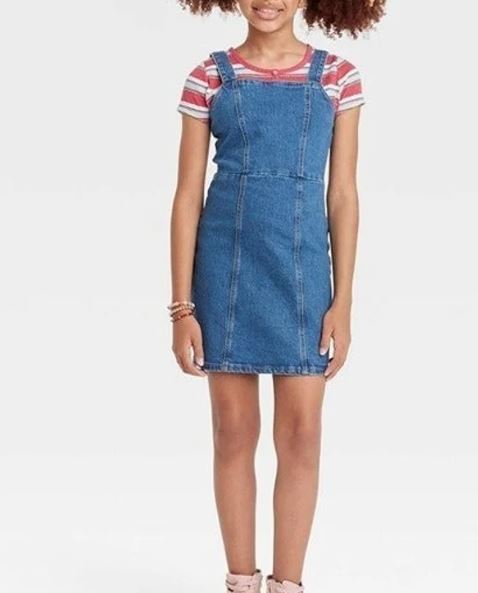 Girls Pinafore Dress - art class -Color: Medium Wash, Size: XS