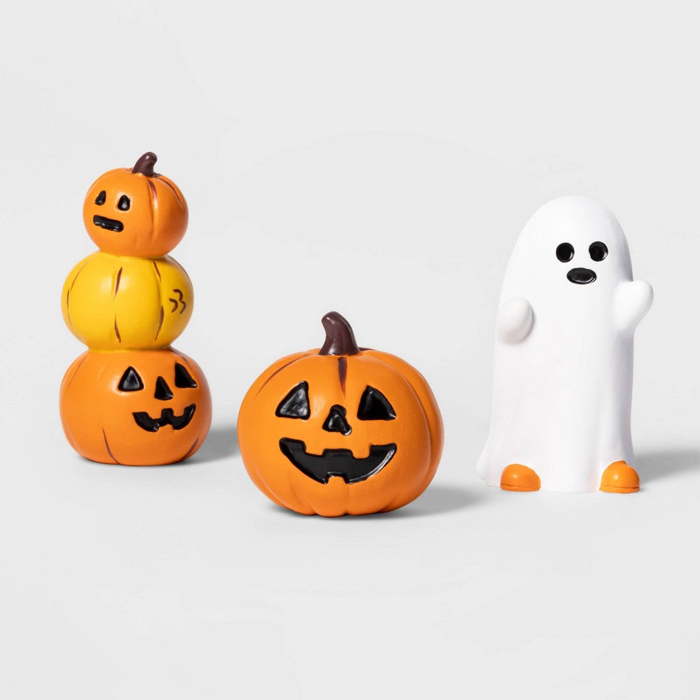 Halloween 3pk Falloween Mini Ghost and Pumpkin Halloween Sculpture Set - Hyde & EEK! Boutique