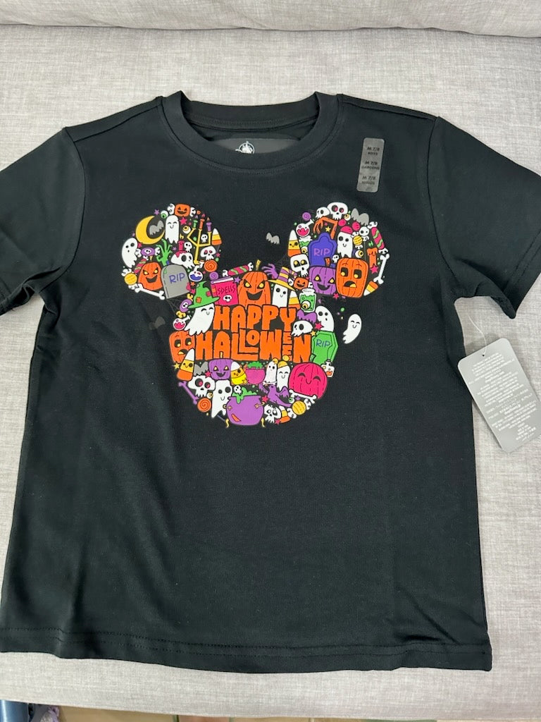 Disney Mickey Mouse Halloween Short Sleeve Graphic Kids T-Shirt - Black