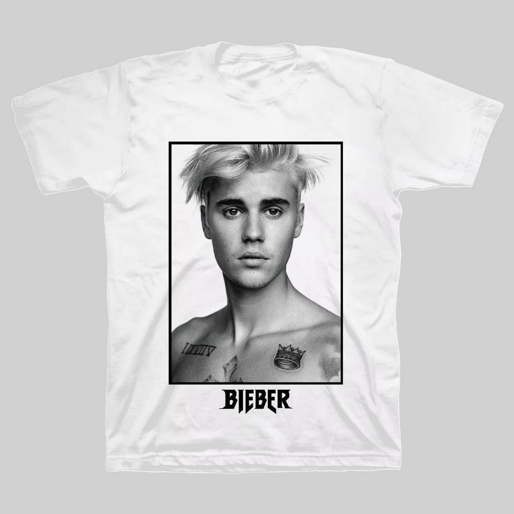 Justin Bieber White Graphic T-Shirt - Small