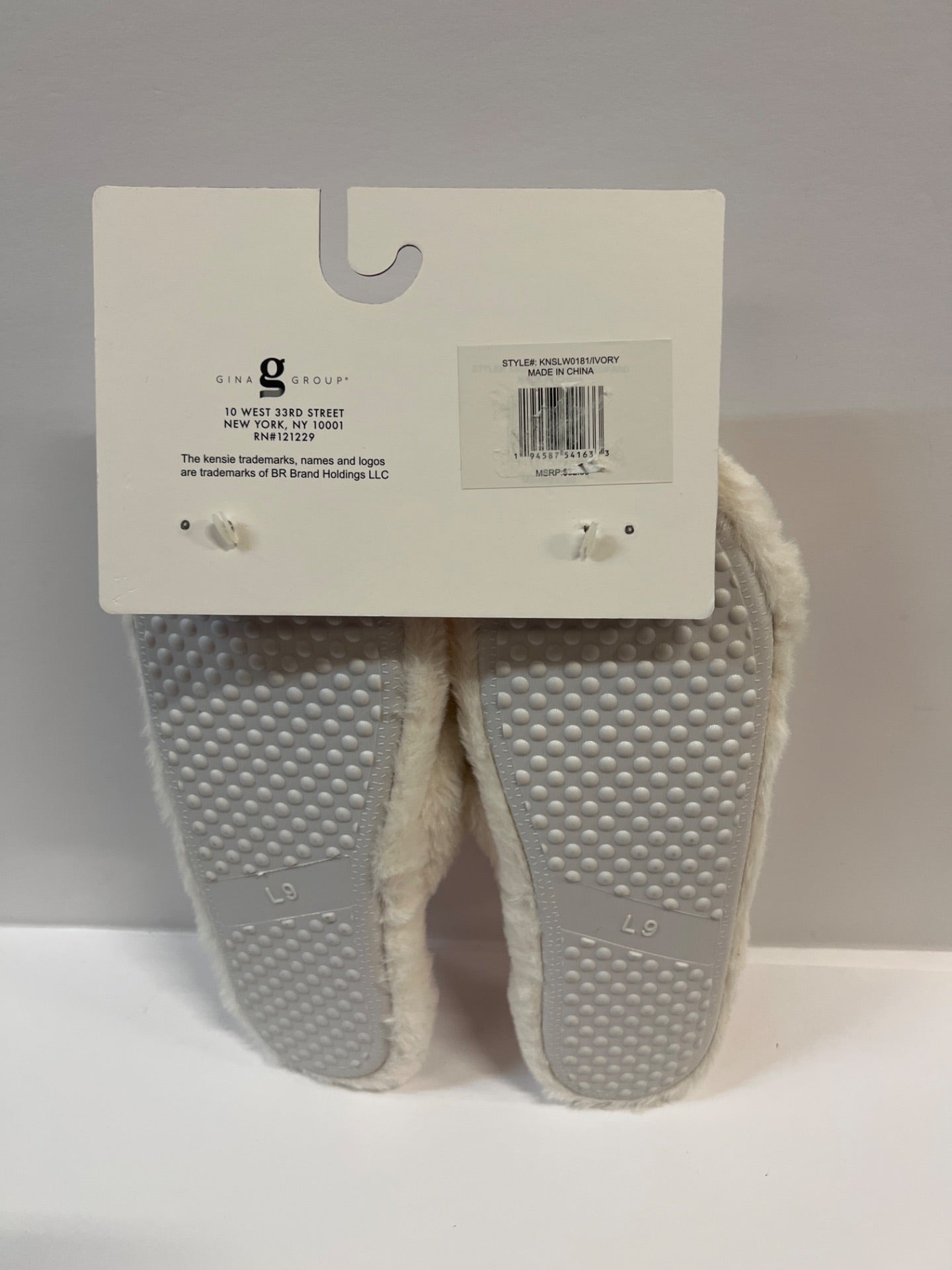 Kensie Women S Cute Cross Strap Faux Fur Slippers with Elastic Back Strap - Ivory - Size 9 (Retail Price $32)