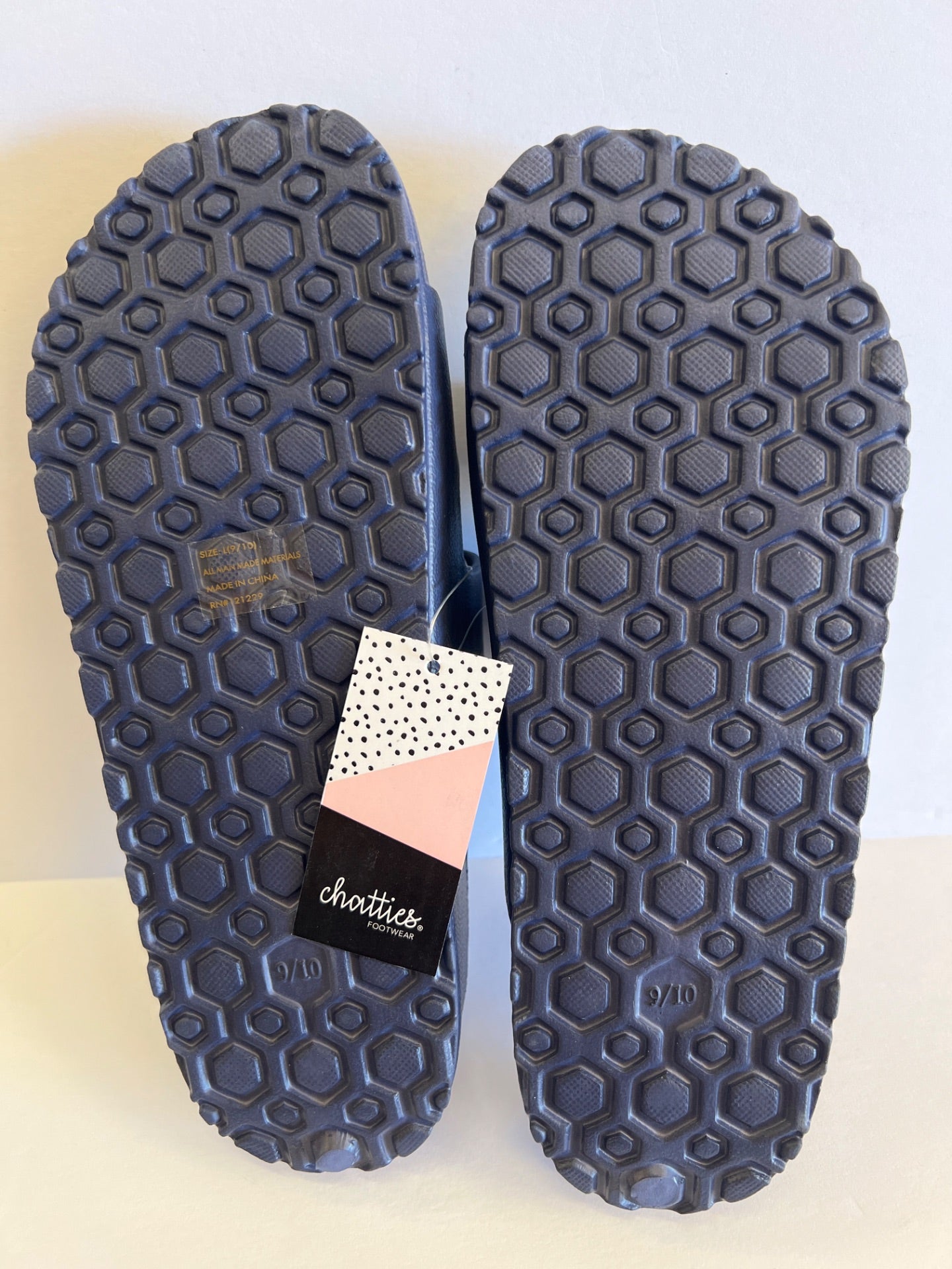 Chatties Solid Double Buckle Slide Sandals - Navy - Size 9/10 (Retail Price $24)