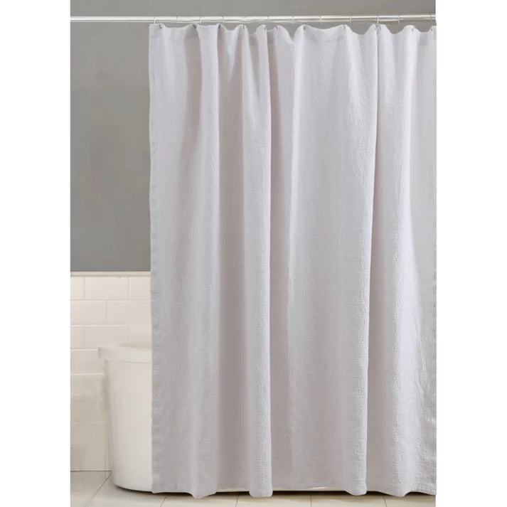 The Threadery™ 72-Inch x 72-Inch Linen/Cotton Standard Shower Curtain in Bright White (Retail Price $65)