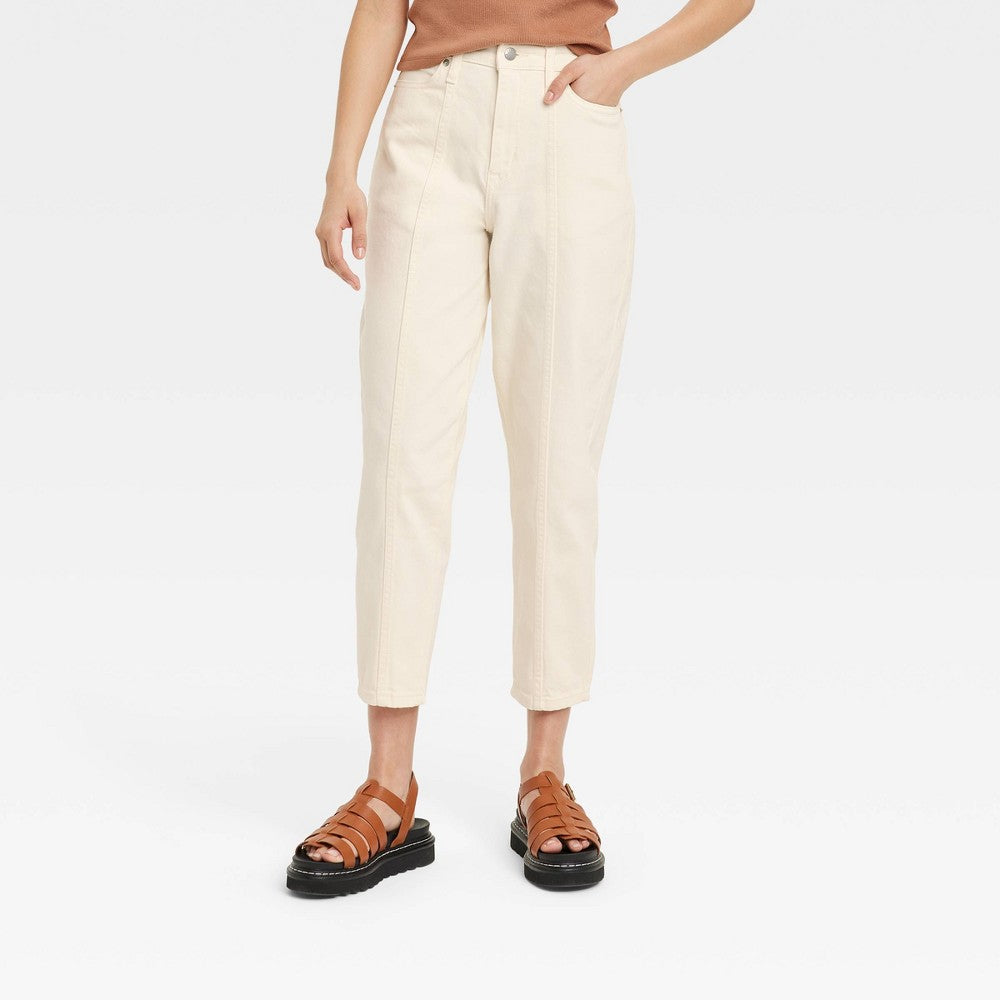 Women's High-Rise Carrot Leg Denim Pants - A New Day Off-White 12