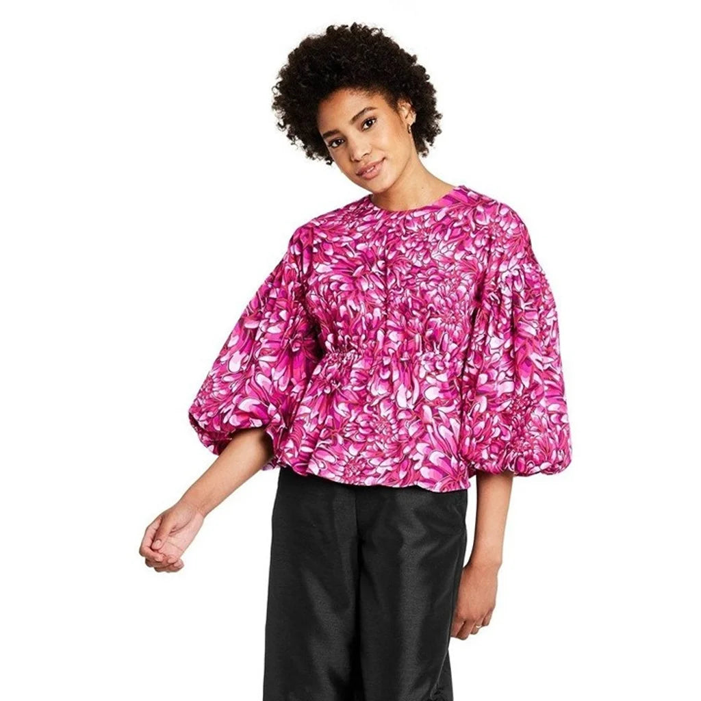 Women's Mum Floral Scallop Back Blouse - Kika Vargas x Target Pink L