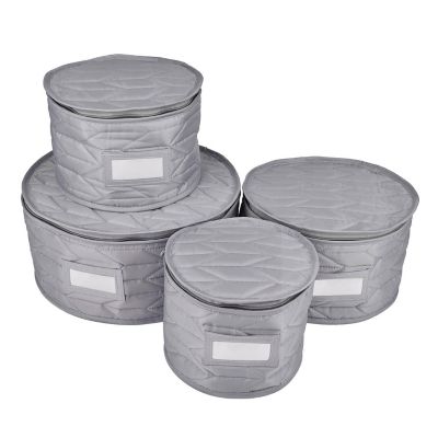 Our Table 4-Piece Quilted Plate Storage Set in Grey (Retail Price $40)