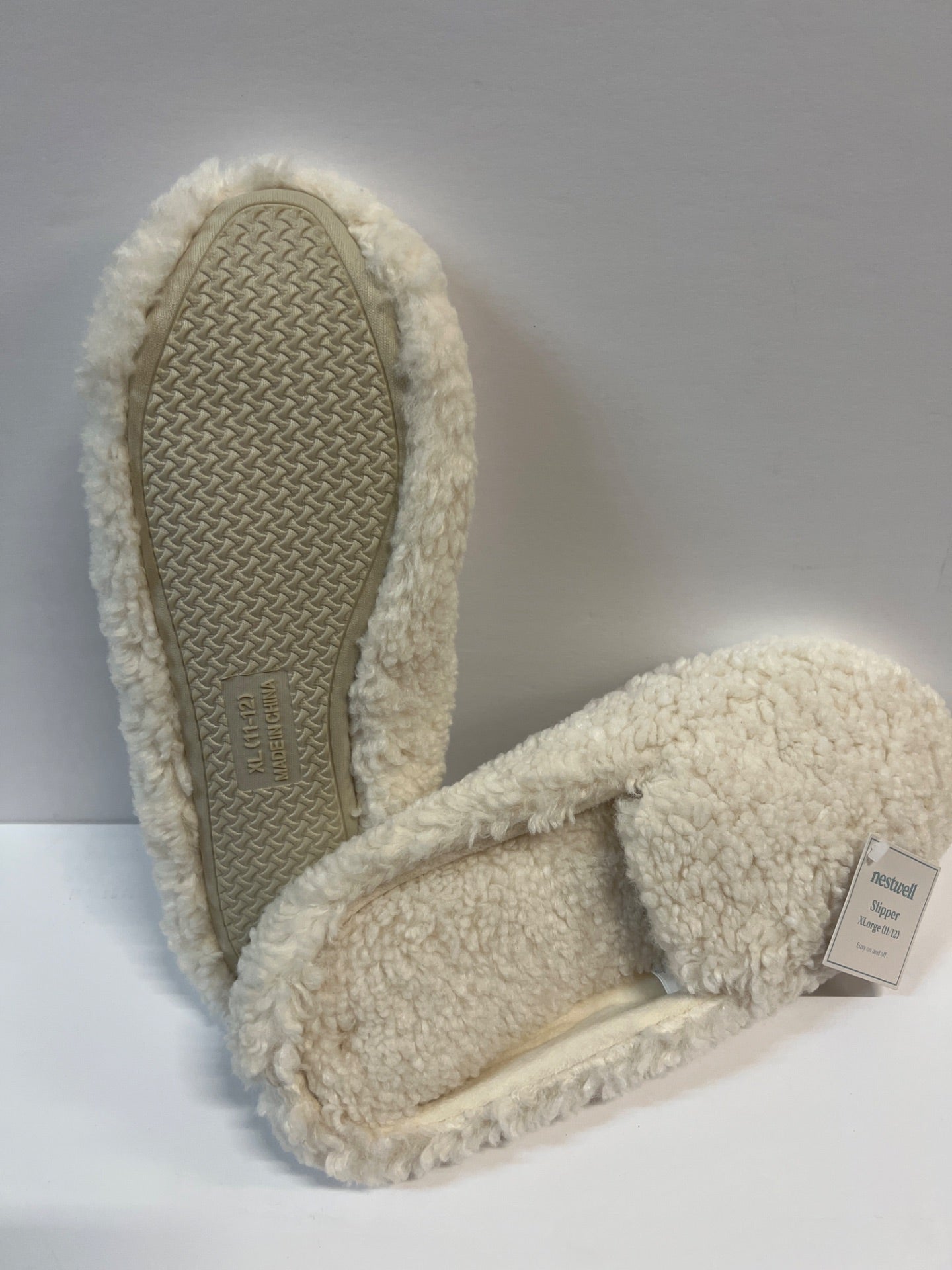 Nestwell Cozy Teddy Sherpa Mule Women's Slippers in Ivory- X-Large (11/12) (Retail Price $17)