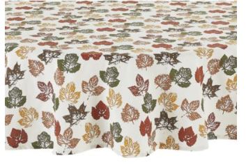 Liberty Stamped Autumn Leaves Tablecloth Multi-Color Fabric (70 Round)