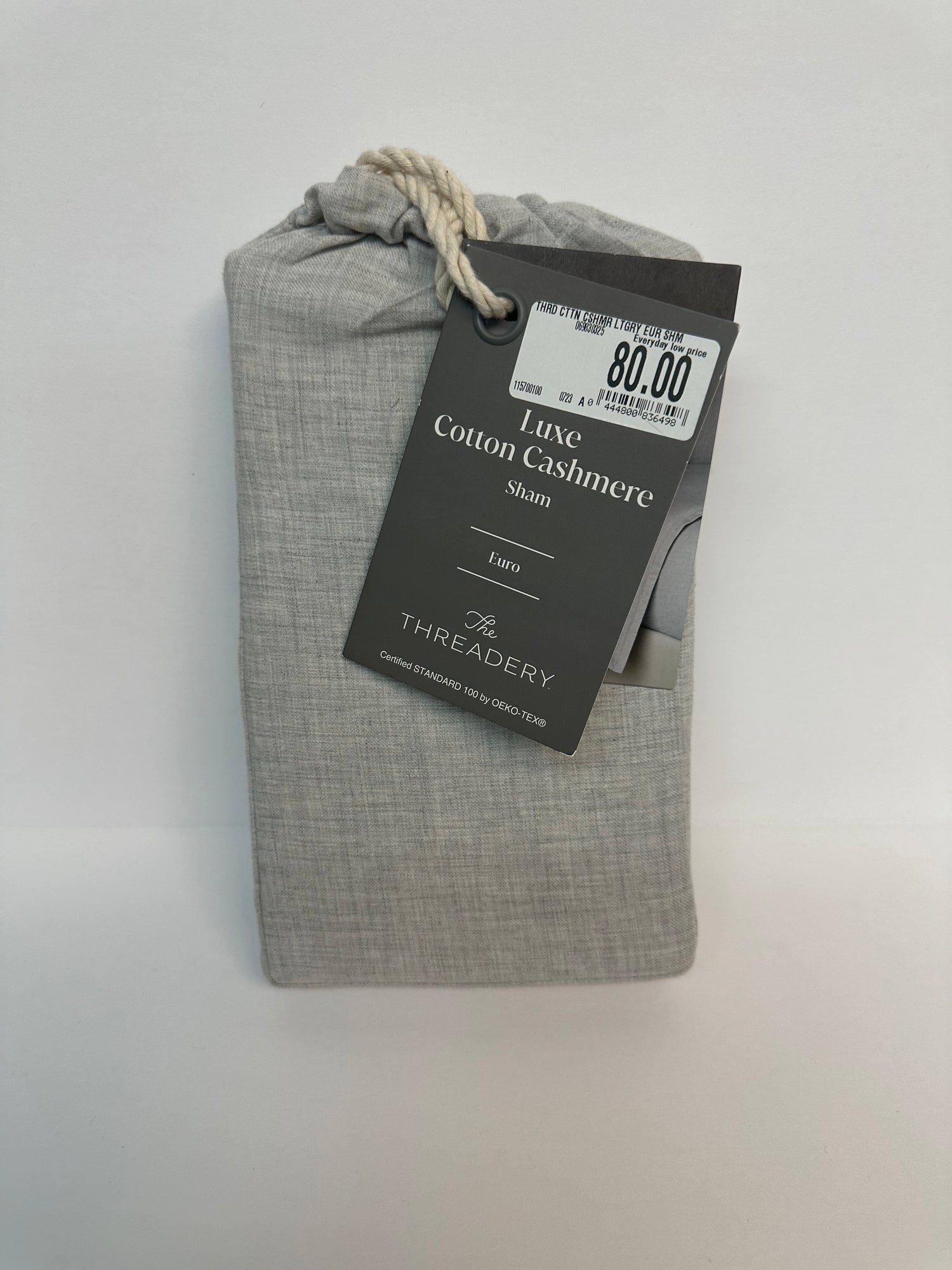 The Threadery Cotton Cashmere European Pillow Sham in Light Grey