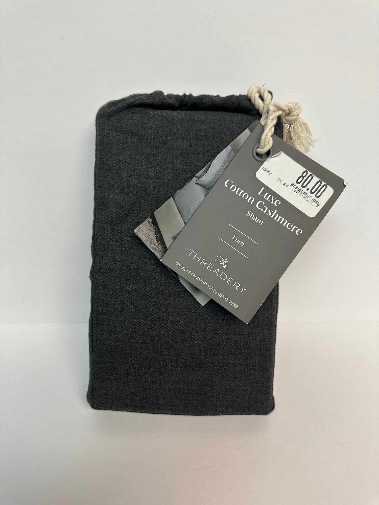 The Threadery Cotton Cashmere European Pillow Sham in Charcoal