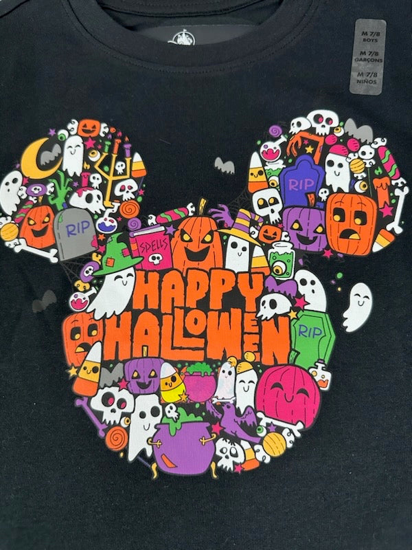 Disney Mickey Mouse Halloween Short Sleeve Graphic Kids T-Shirt - Black