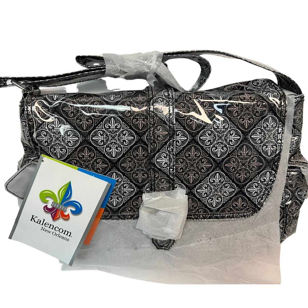 Kalencom Buckle Diaper Bag - Black and Gold New Orleans Print