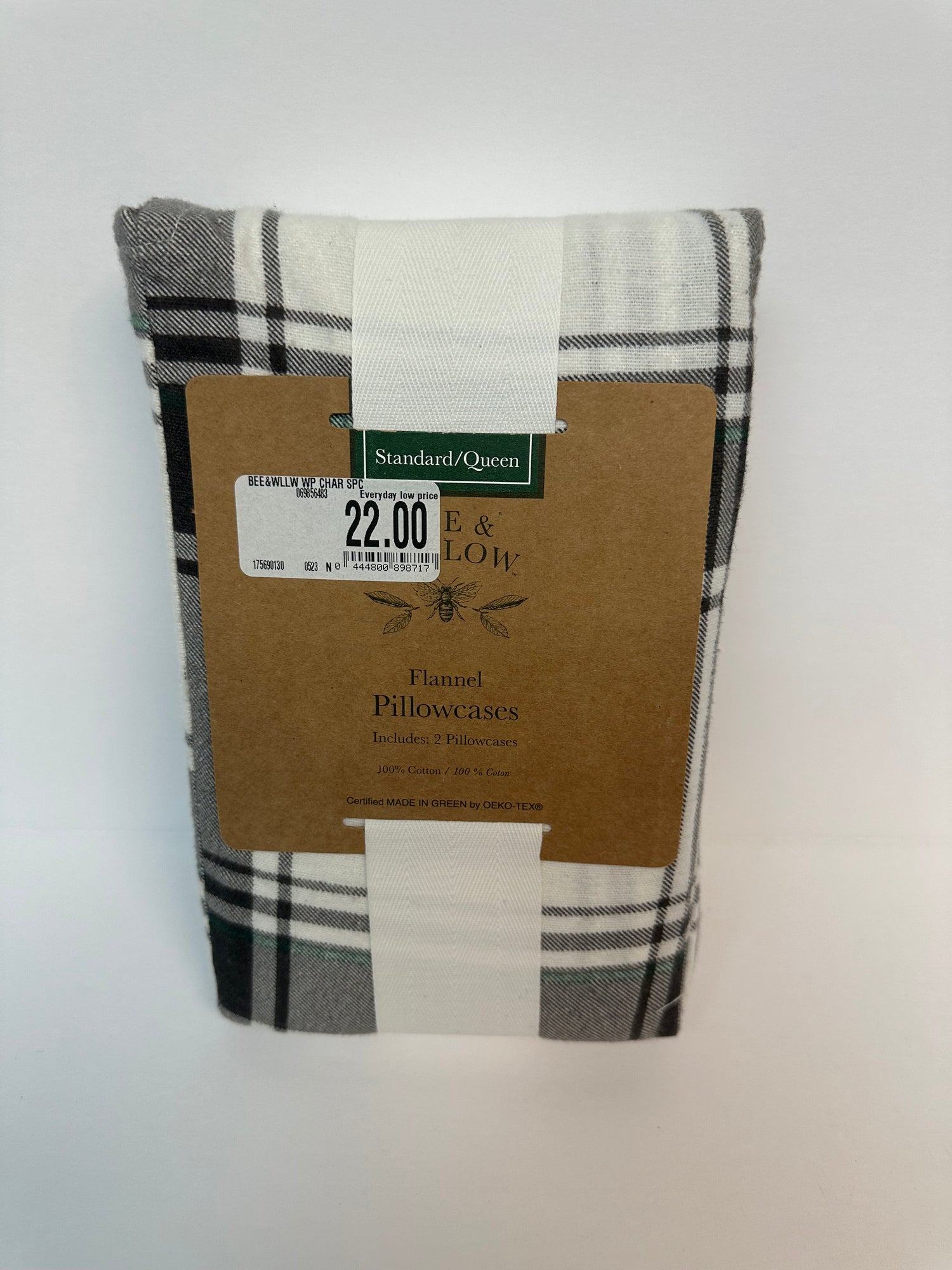 Bee & Willow Flannel Standard Pillowcases in Winter Plaid Grey (Set of 2)