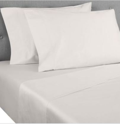 Nestwell Cotton Percale 400-Thread-Count Twin Flat Sheet in Egret