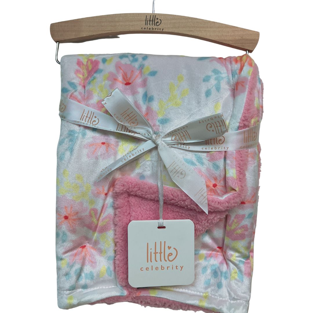 Little Celebrity Girls Floral Pink Blanket Soft & Cozy