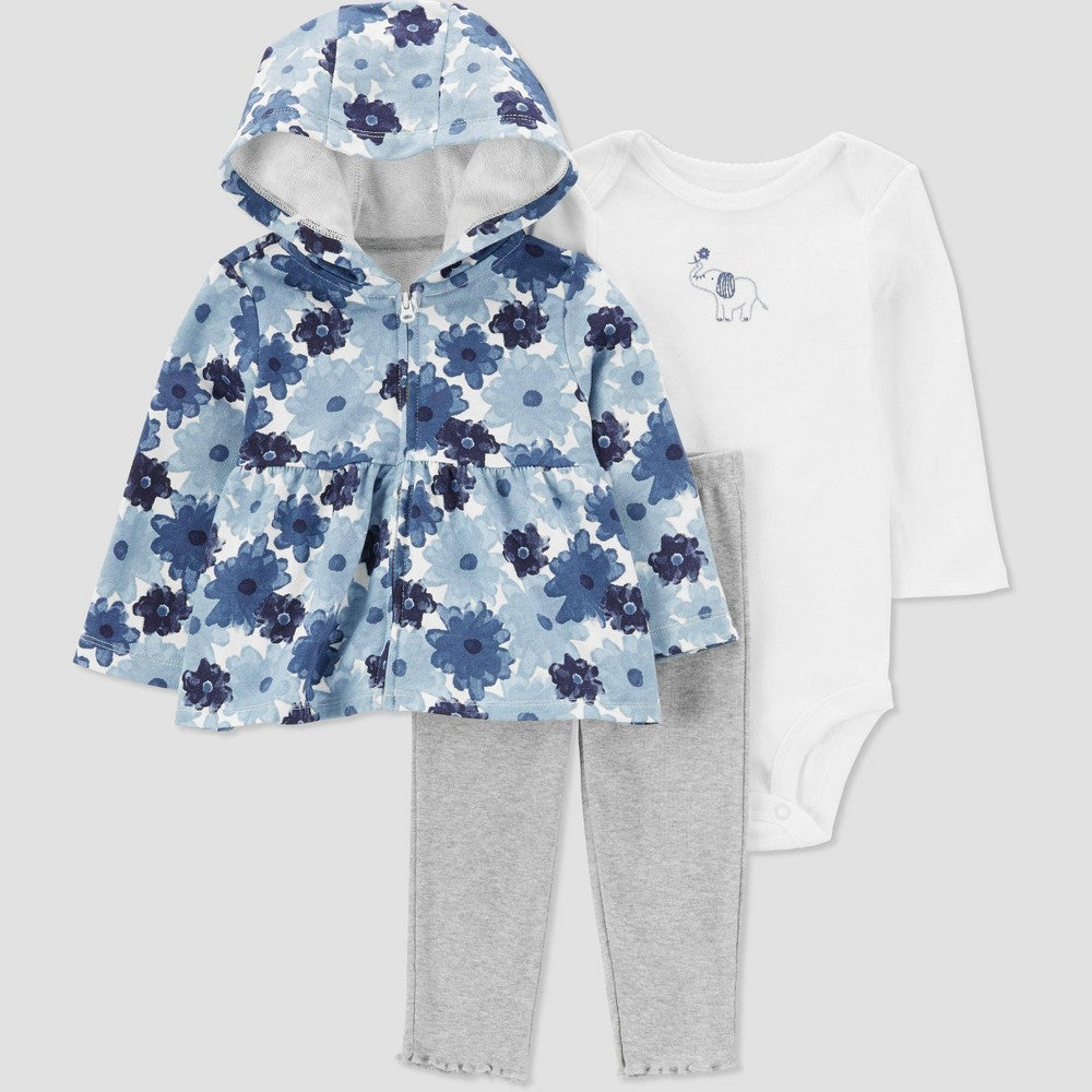 Carter's Just One You Baby Girls' Floral Top & Bottom Set - Blue 3M