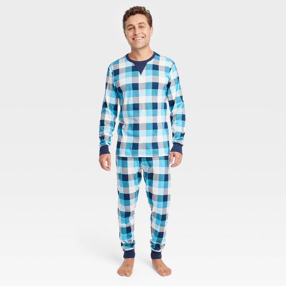 Men's Hanukkah Buffalo Check Print Matching Family Pajama Set