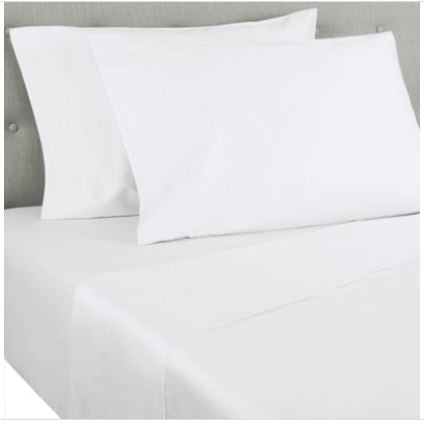 Nestwell Cotton Percale 400-Thread-Count Queen Flat Sheet in Bright White