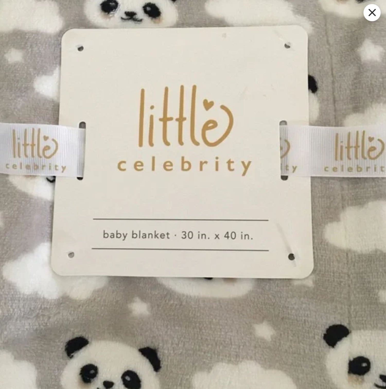 Little Celebrity Baby Blanket Gray with Panda Bear