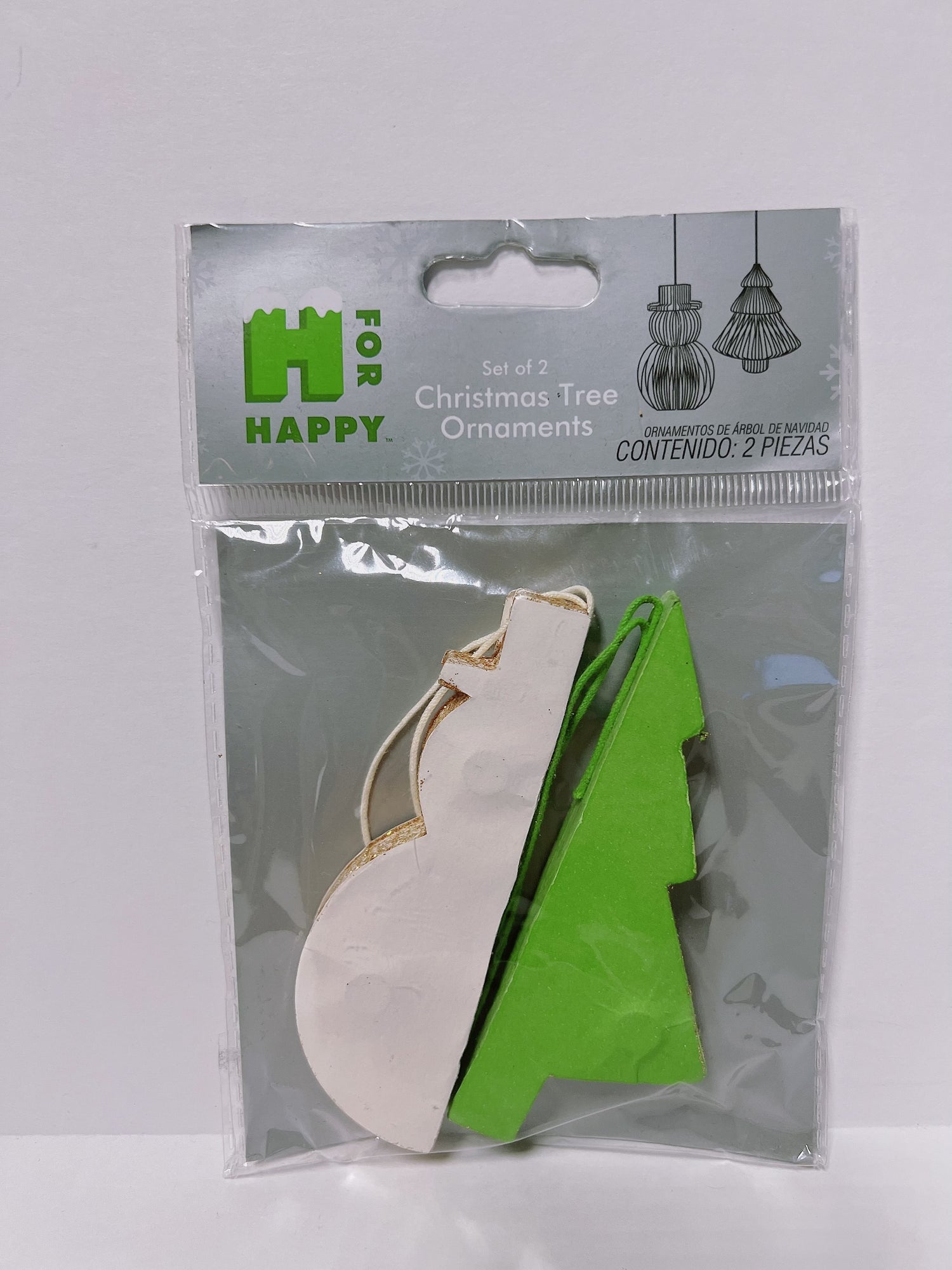 H for Happy 4-Inch Paper Tree Ornaments (Set of 2)