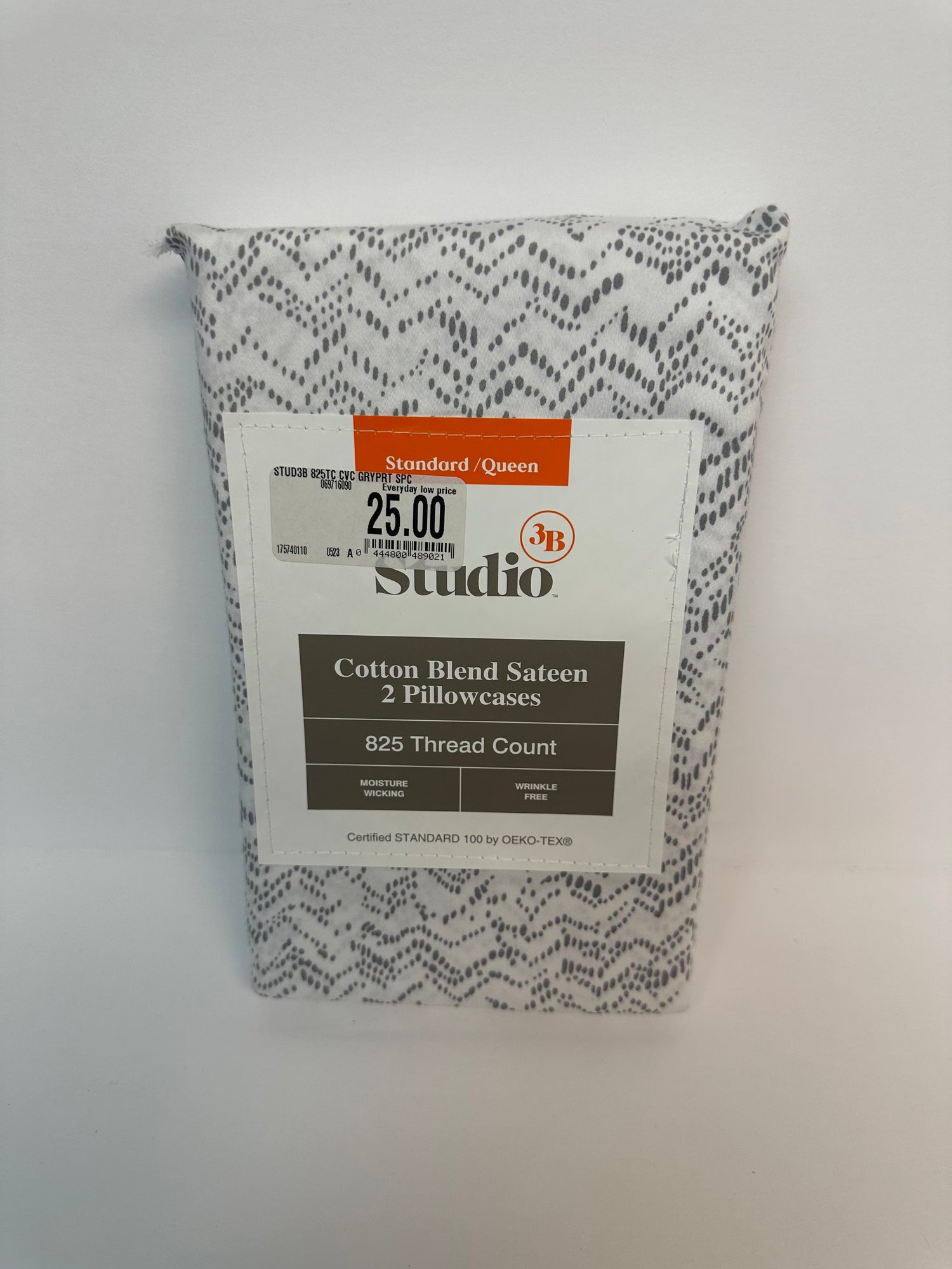 Studio 3B Printed 825-Thread Count Standard/Queen Pillowcases in Grey (Set of 2)