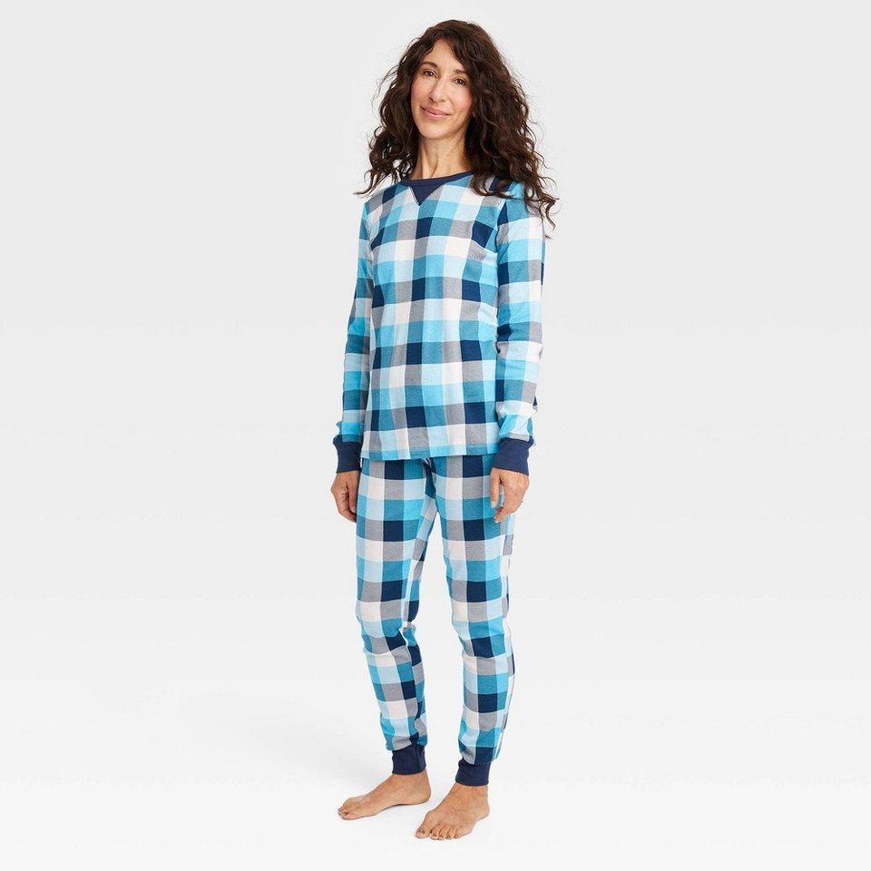 Women's Hanukkah Buffalo Check Print Matching Family Pajama Set