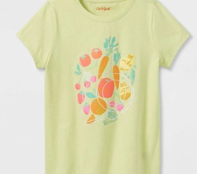 Girls' 'Veggies' Short Sleeve Graphic T-Shirt - Cat & Jack Light Lime L