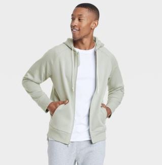 Men's Cotton Fleece Full Zip Sweatshirt - All in Motion Moss Green