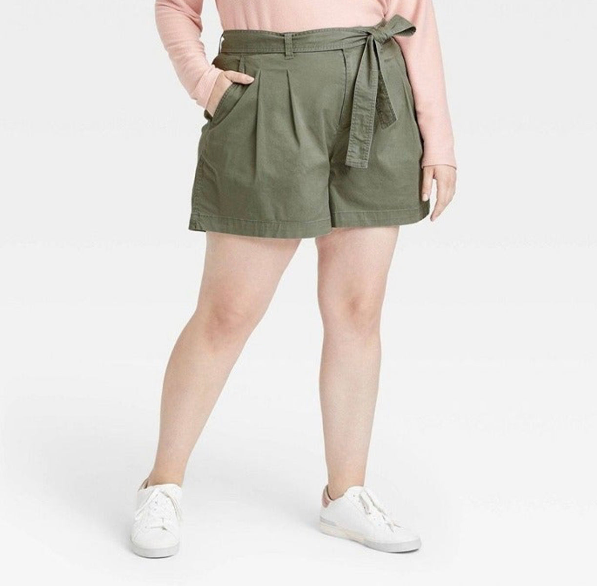 Women's Plus Size High-Rise Pleat Front Shorts - A New Day