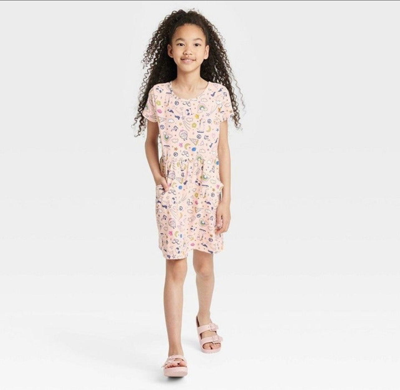 Girls' Printed Short Sleeve Knit Dress - Cat & Jack