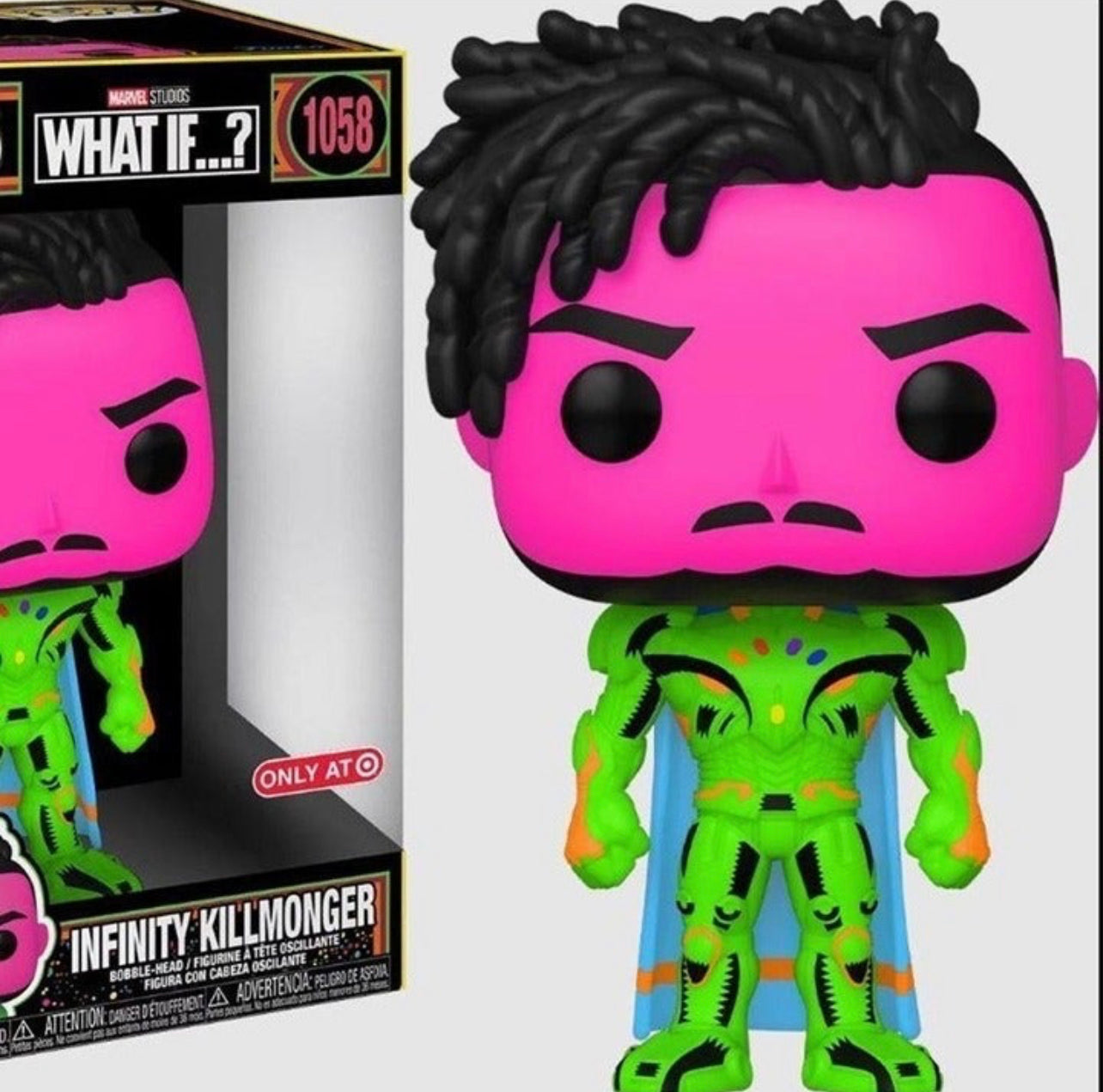 Funko POP! Marvel What If...? 10 Inch Infinity Killmonger #1058-Blacklight Jumbo