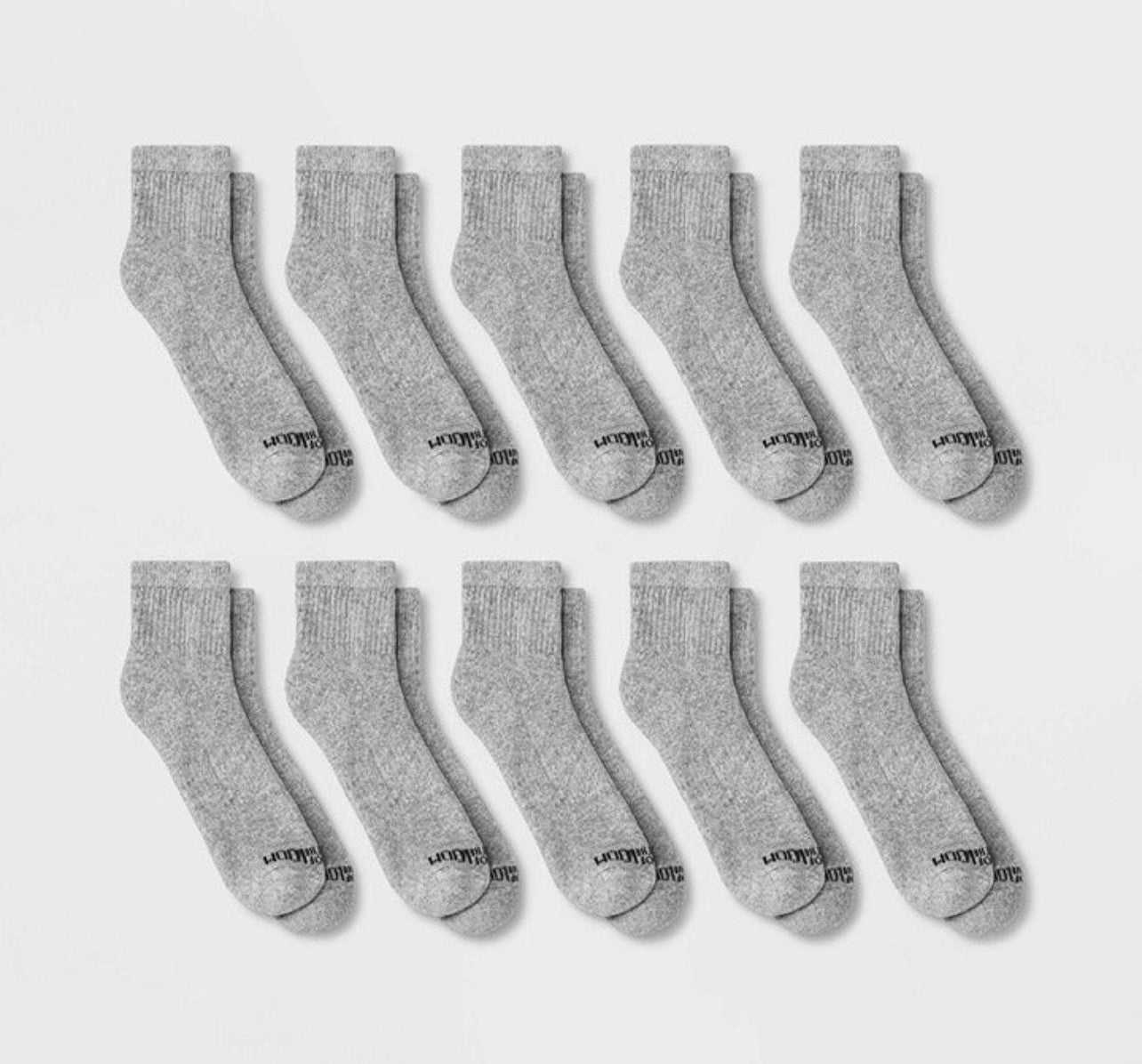 Fruit of the Loom Mens Comfort Stretch Ankle Socks 10pk - Gray 6-12