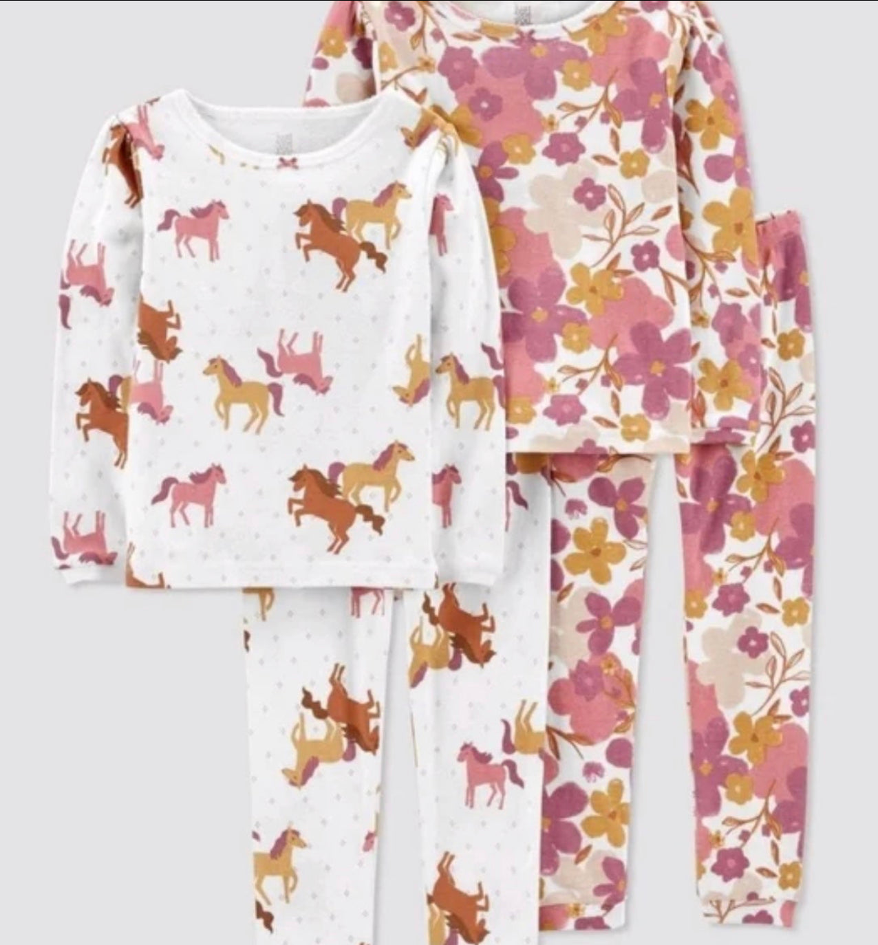 Carter's Just One You Toddler Girls' 4pc Horses and Floral Pajama Set