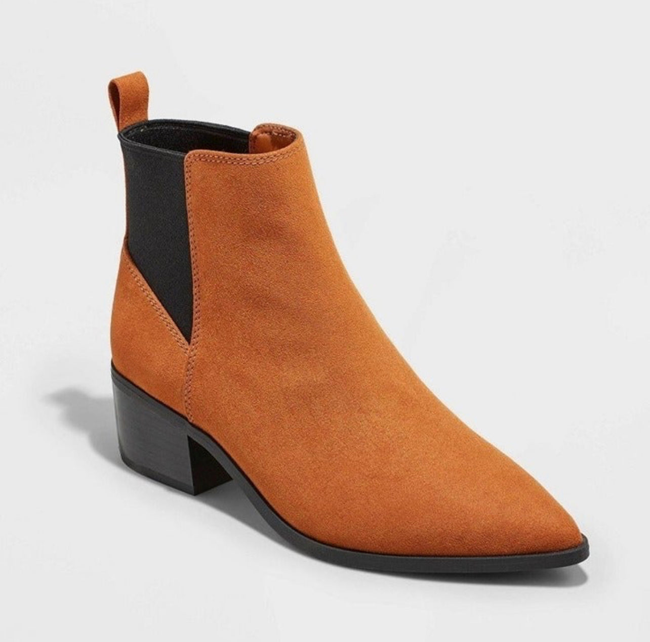 Women's Gwen Low Shaft Heeled Boots - A New Day Cognac