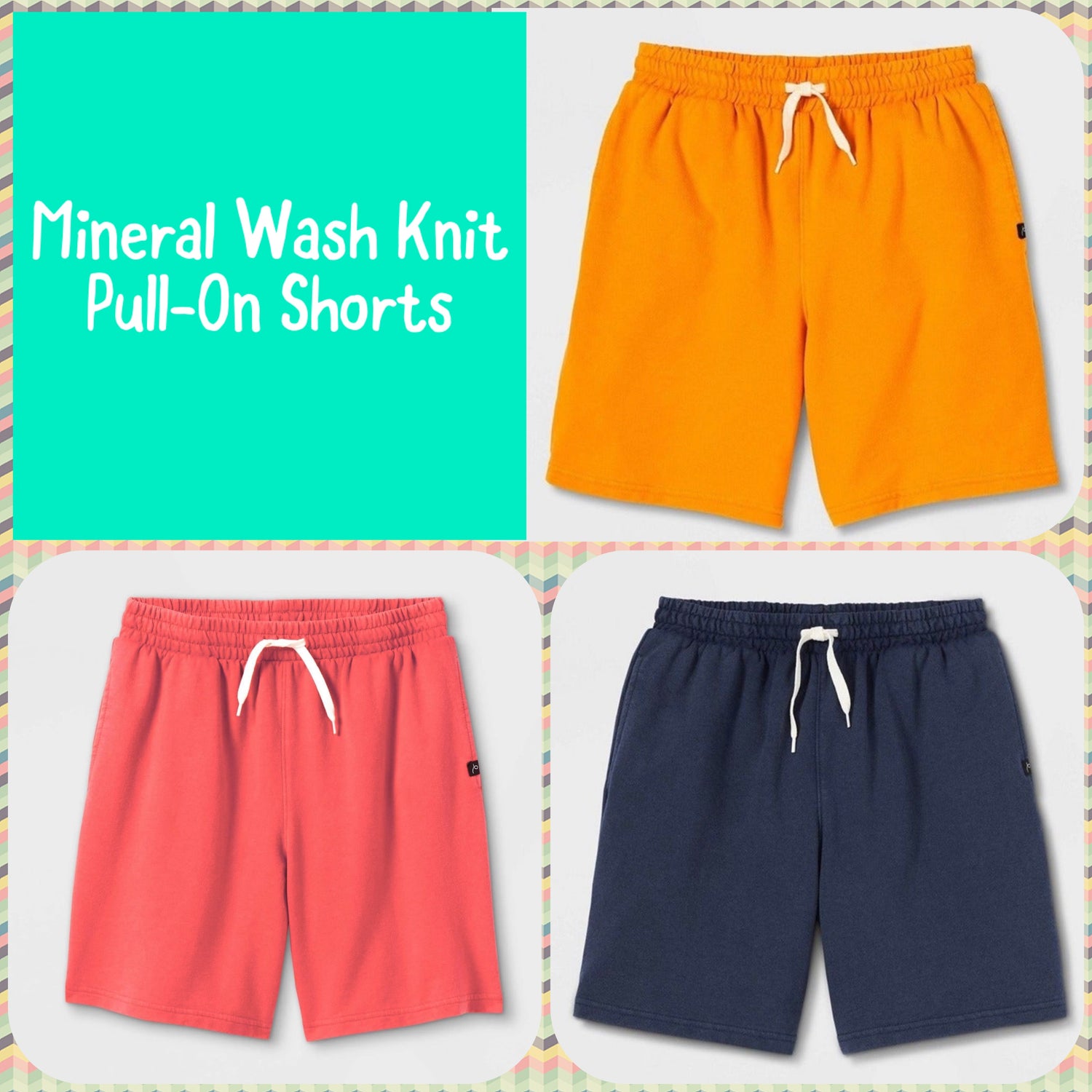 Mineral Wash Knit Pull-On Shorts (Cotton)