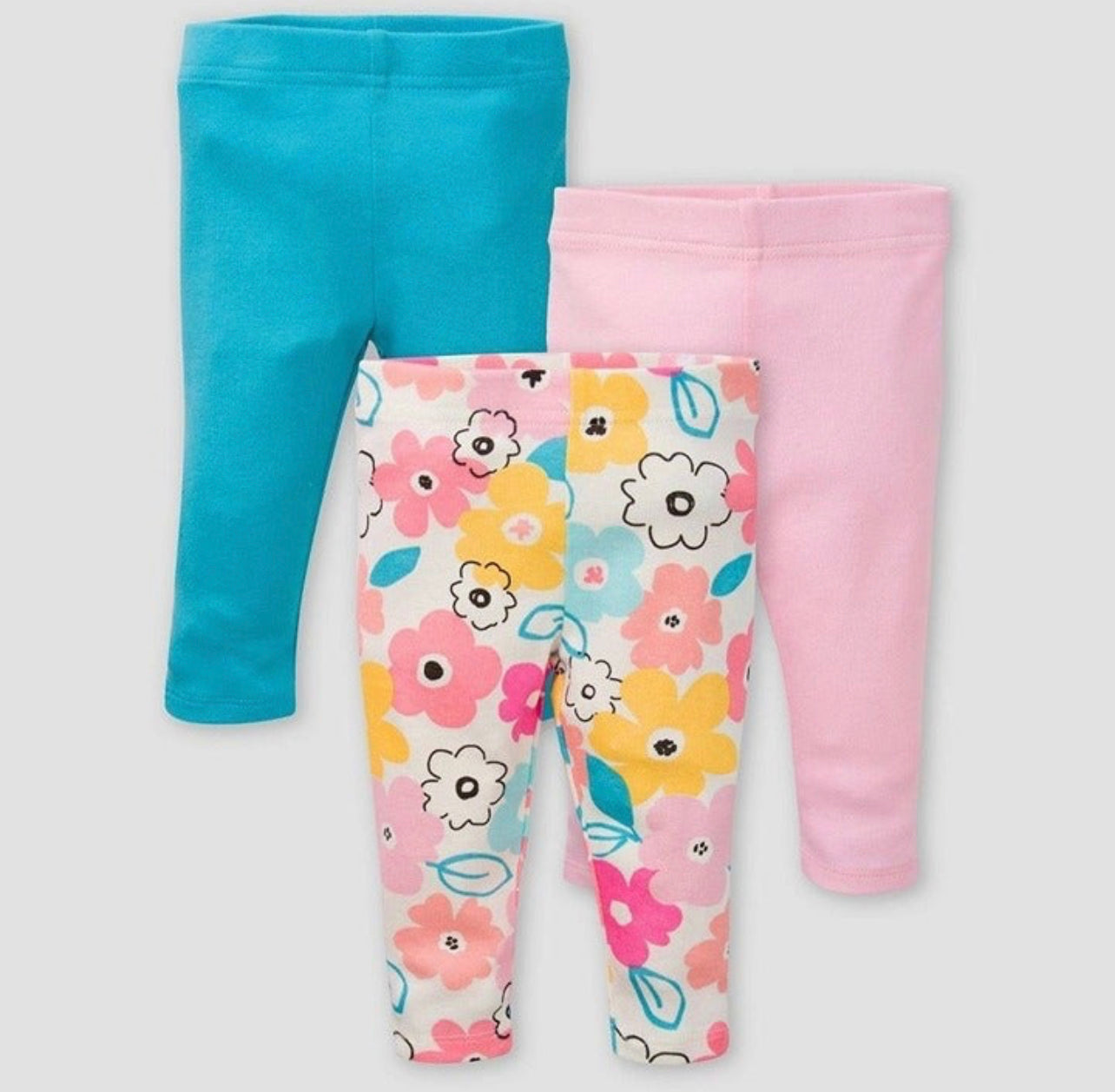 Gerber Baby Girls' 3pk Bear Pull-On Pants - Pink/Off-White/Blue