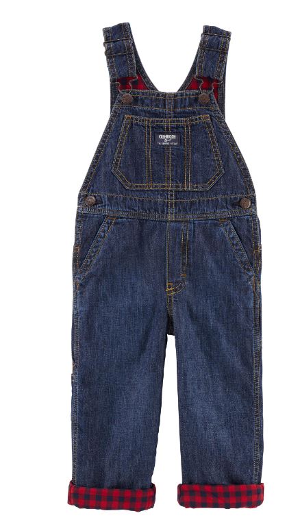 OshKosh Toddler Buffalo Plaid-Lined Overalls