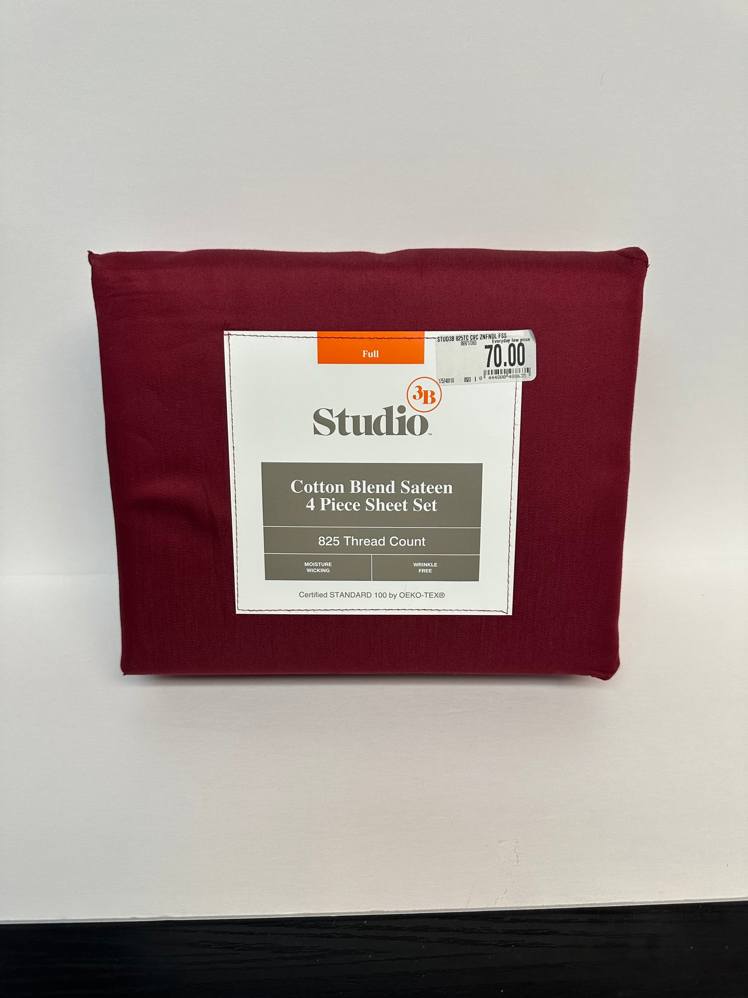 Studio 3B Solid 825-Thread-Count Full Sheet Set in Zinfandel