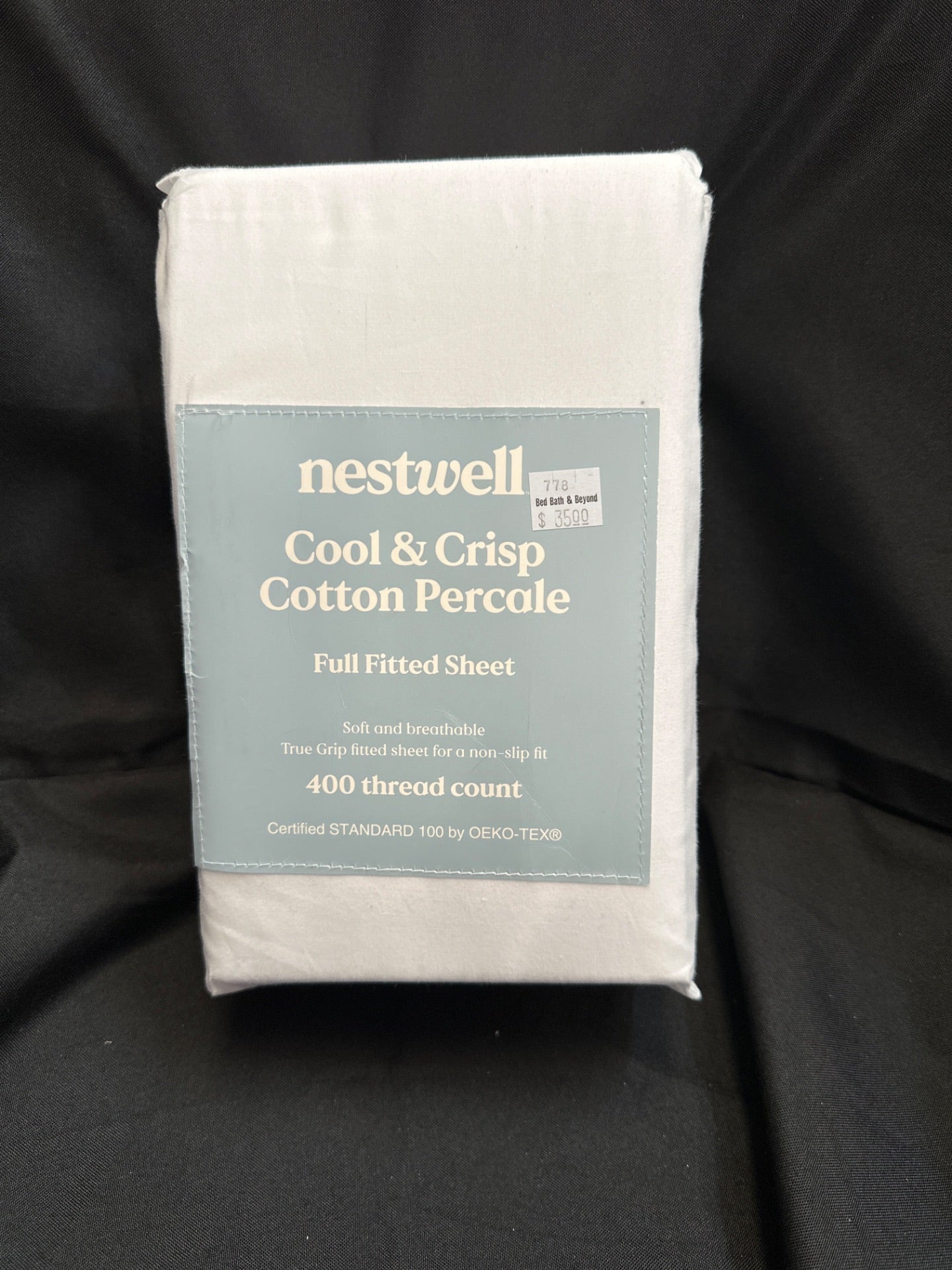 Nestwell Cotton Percale 400-Thread-Count Full Fitted Sheet in Bright White (Retail Price $35)