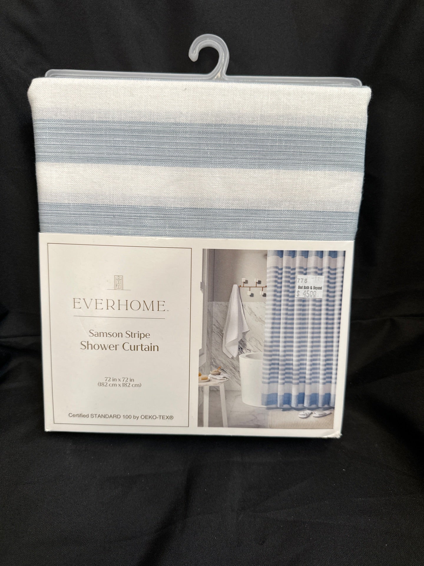 Everhome Samson Coastal Stripe 72-Inch X 72-Inch Shower Curtain in Skyway (Retail Price $45)