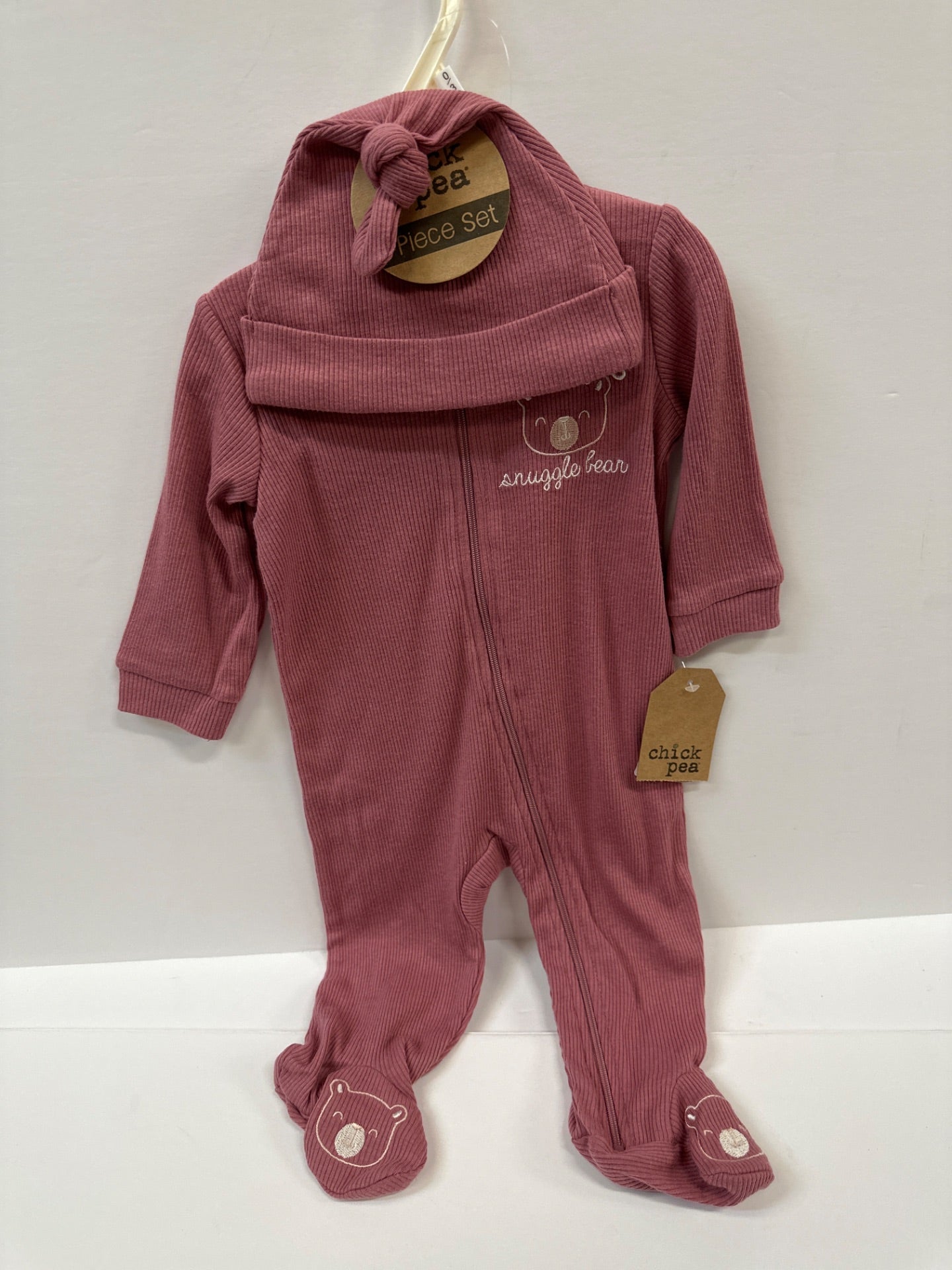 Chick Pea Infant 2 Piece Set - Maroon (Bodysuit covered foot and hat) - 0-3M (Retail Price $21.99)